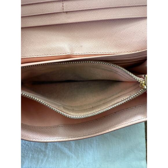 PRADA Pink Saffiano Leather Continental Bow Wallet With Dust Bag - Picture 9 of 12